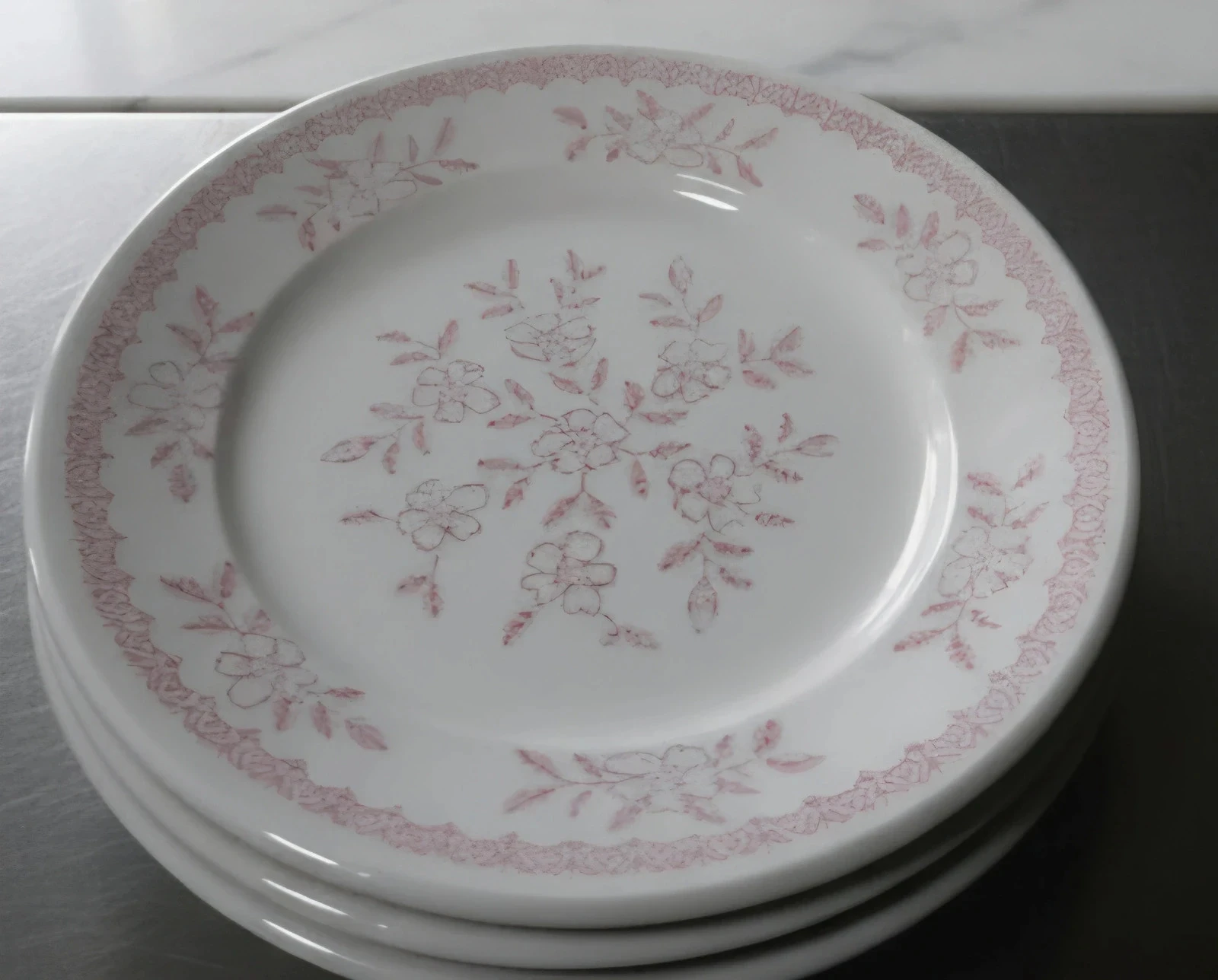 5 pink and white dessert plates CMS – photo 2